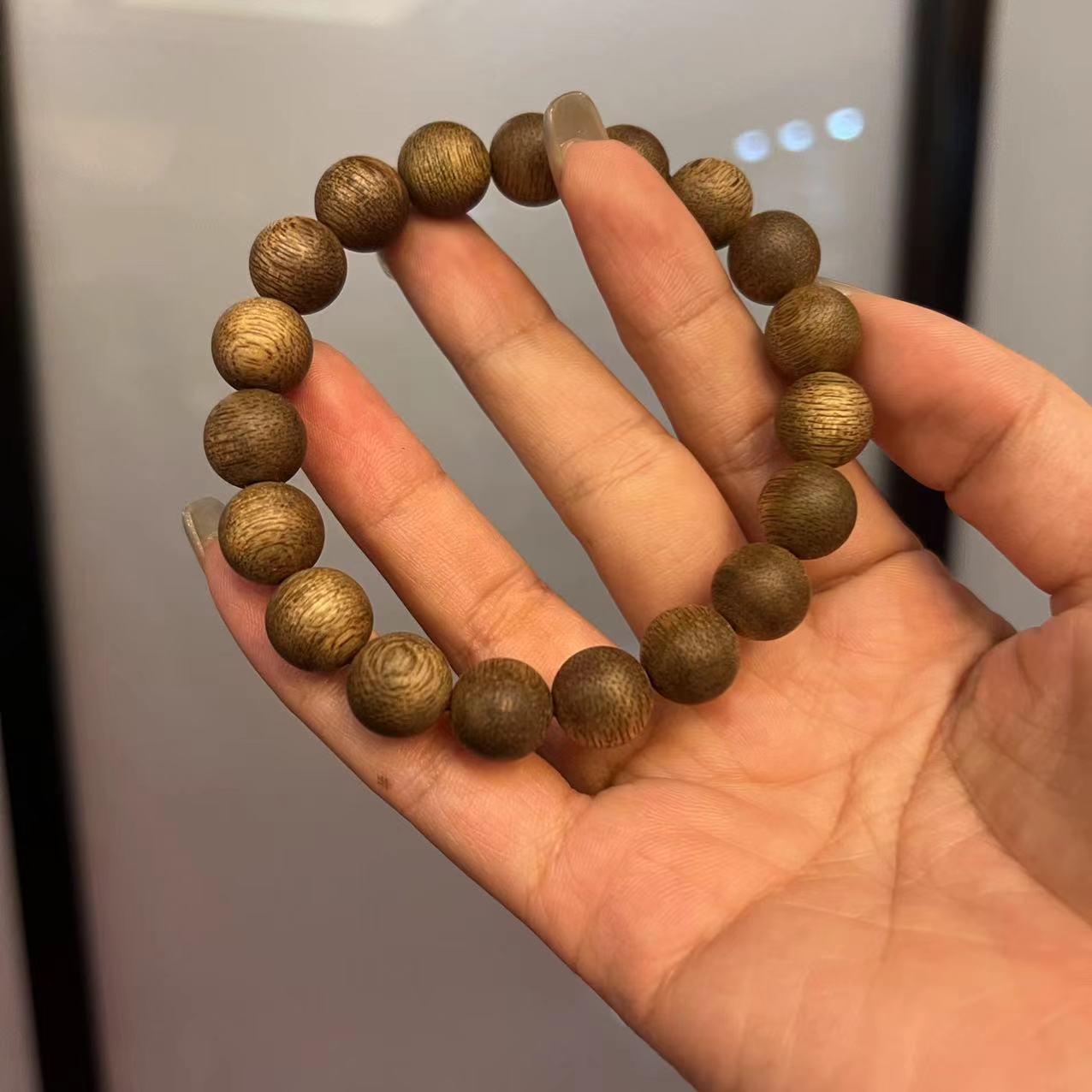 木鉴阁天然沉香大叻1.0圆珠手串一串（多样性发其一）