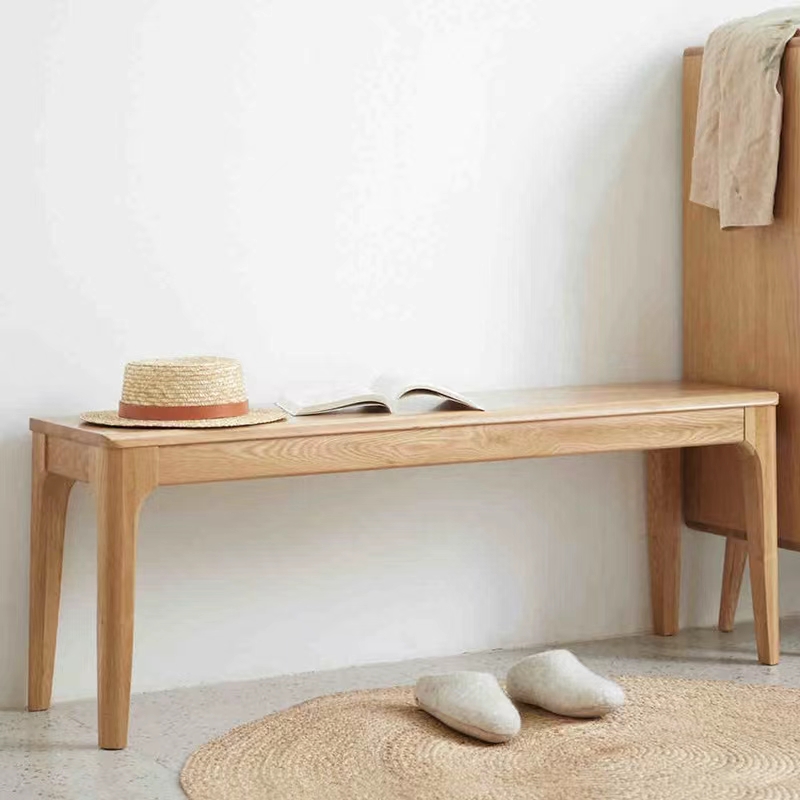全实木长条凳橡木长凳子北欧现代简约半岛卧室床尾凳家用长板凳
