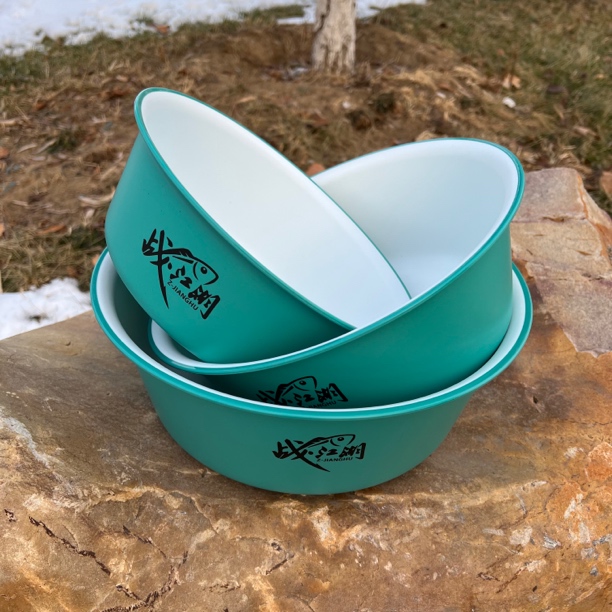 战江湖新款开饵盆双色散炮盆钓鱼饵料盆三件套拌饵盆渔具用品