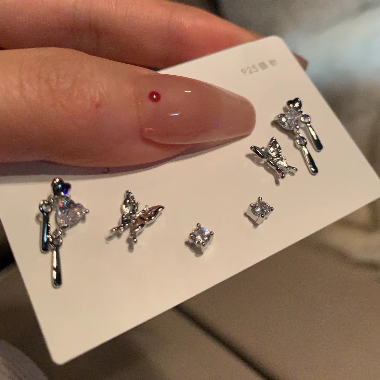 6件套 老好看了 蝴蝶耳钉女纯银耳环小众设计感高级感