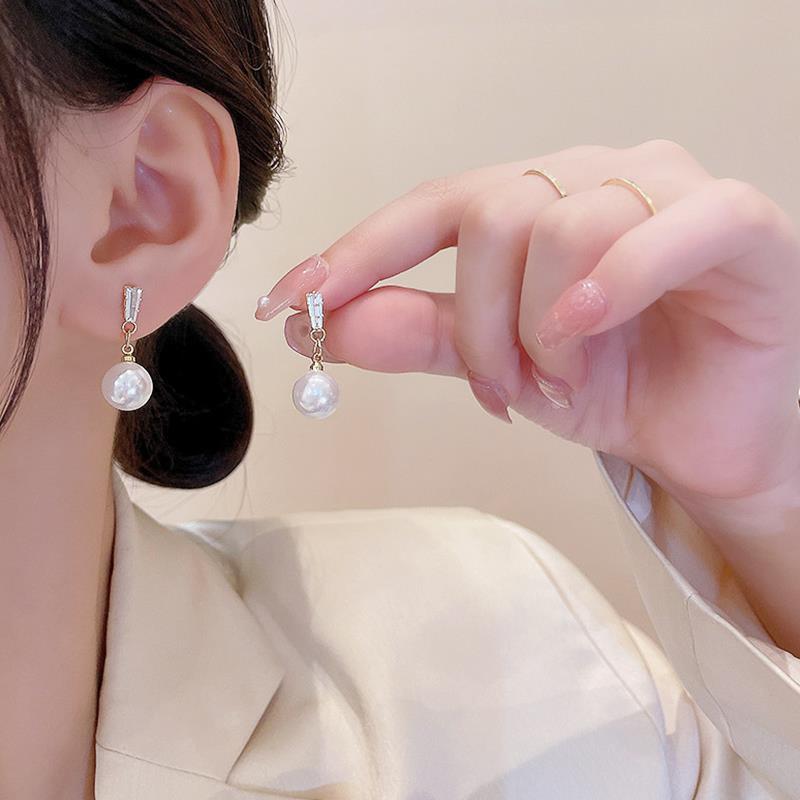 925银耳饰 S925银针锆石几何形耳环女时尚轻奢小众欧美法式流