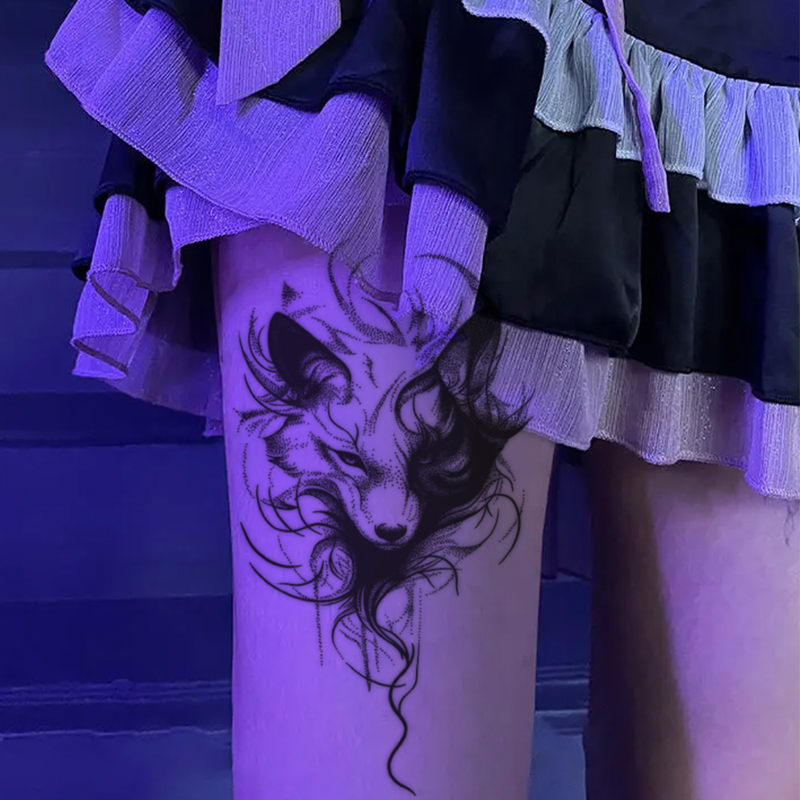 Q-SQH 妖媚狐狸 性感不是妖 大腿花臂纹身贴 高颜值仿真草本持久