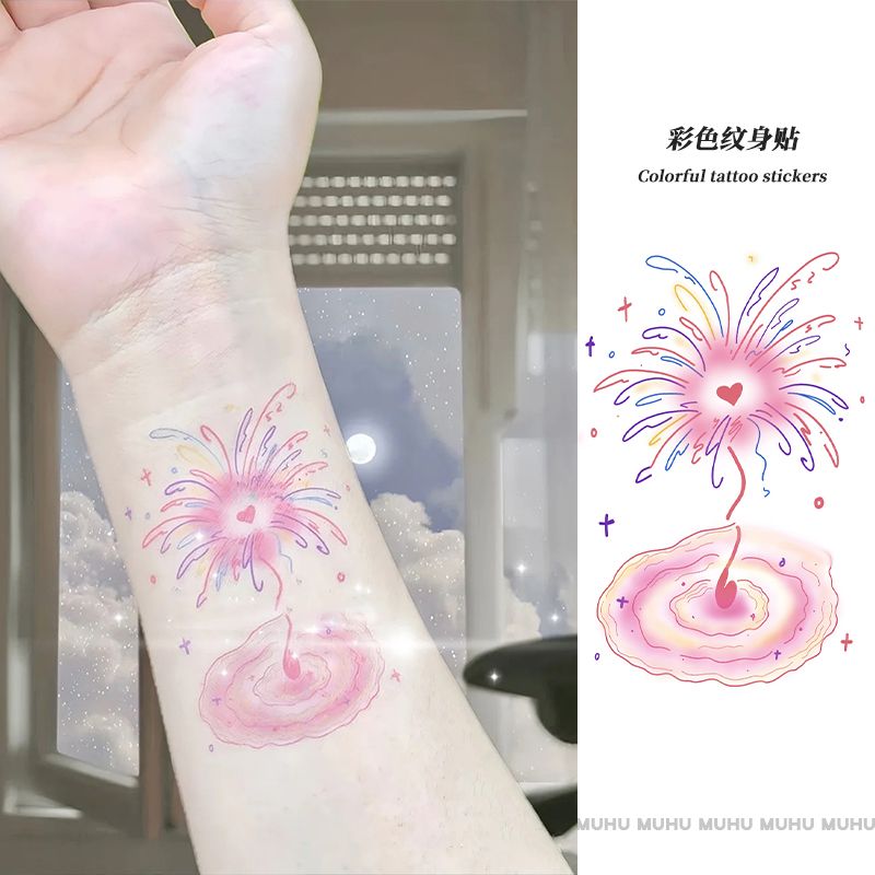 凉意珠帘 蝴蝶彩色纹身贴ins手臂甜酷辣妹锁骨水洗持久逼真贴纸女