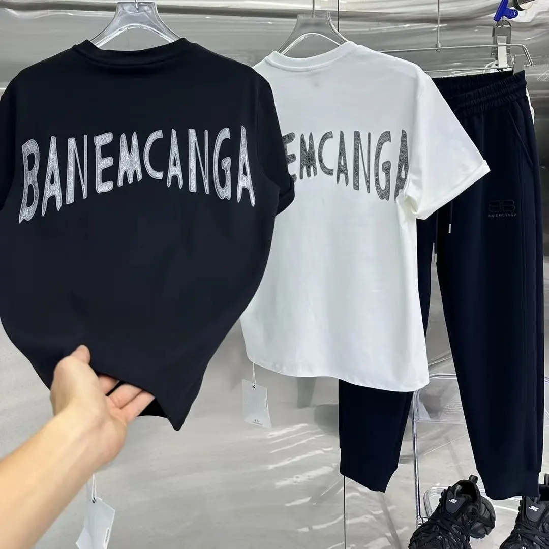 时尚休闲纯棉印花T恤宽松圆领上衣时尚休闲百搭夏季潮流印花