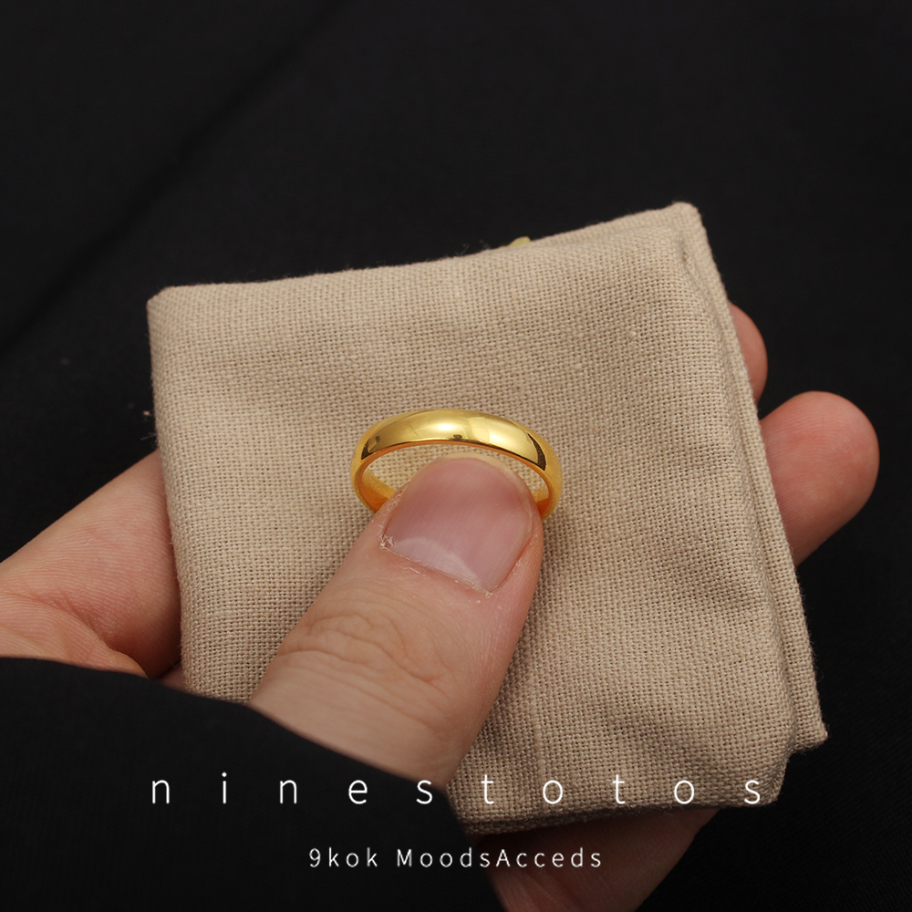 钛钢戒指 高级感轻奢款女男士素圈金色戒指小众情侣对戒手饰品