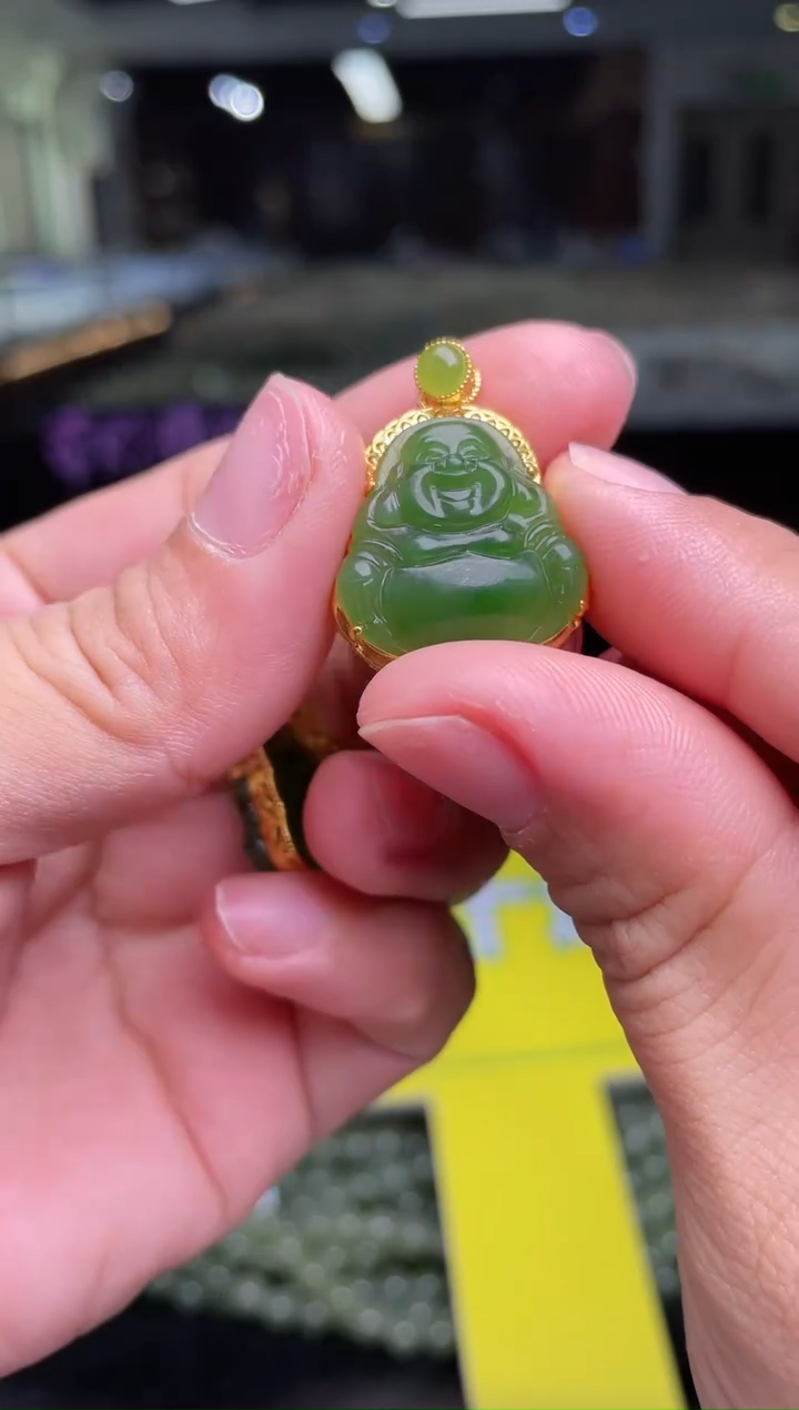 【闪购商品】和田玉吊坠(不含链)18K金镶嵌佛公（多样性发其一）