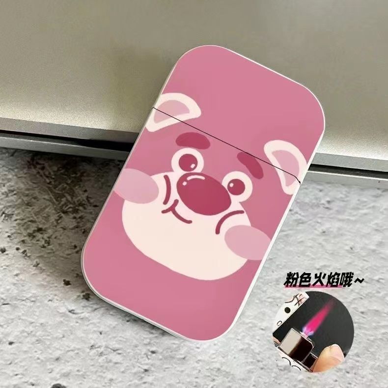 草莓熊可爱粉色火焰充气打火机diy黑科技高颜值ins创意防风送男友