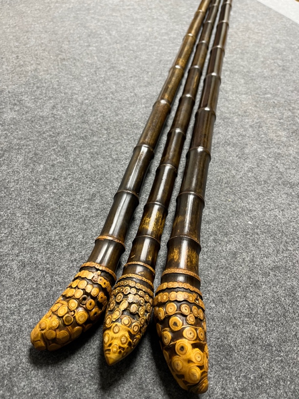 紫竹带根拐杖，精美紫竹