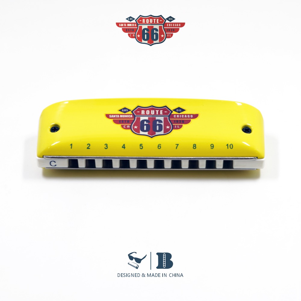 66号公路黄色特别款口琴 初学十孔布鲁斯蓝调10孔PADDY 园园同款