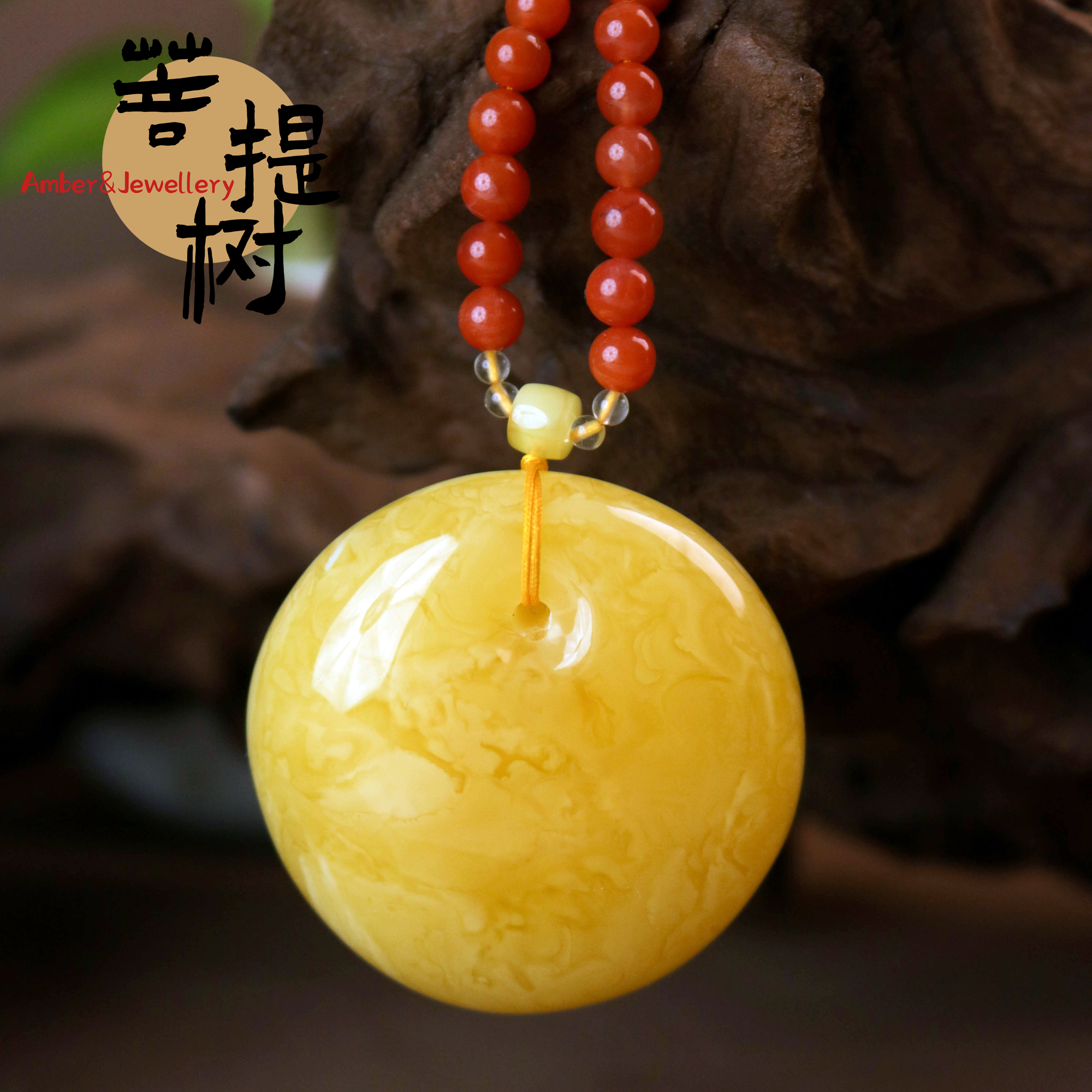 【菩提树珠宝】琥珀蜜蜡天然原矿俄料百搭原创纯手工白花公主扣吊坠