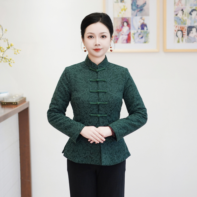 筠雅冬季新款加厚保暖唐装上衣旗袍年轻款棉衣棉服中式女装24J456