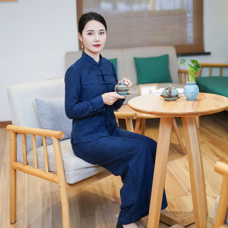 筠雅秋季新款修身显瘦中国风套装复古温婉减龄气质两件套女24J308