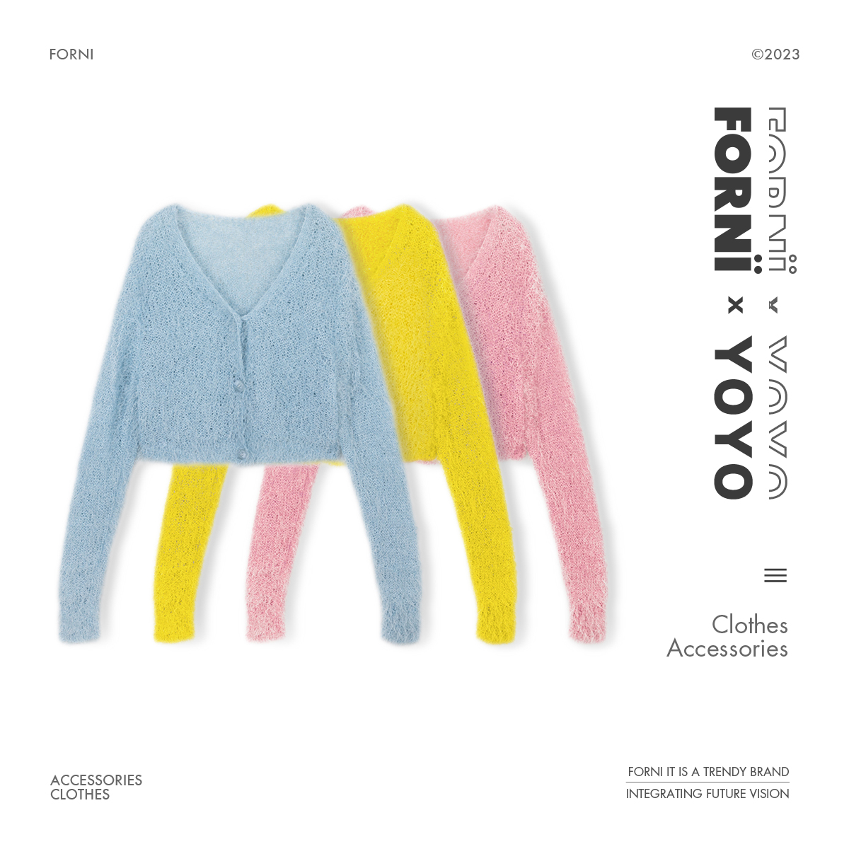 FORNI × YOYO  甜甜多巴胺 多色毛毛开衫