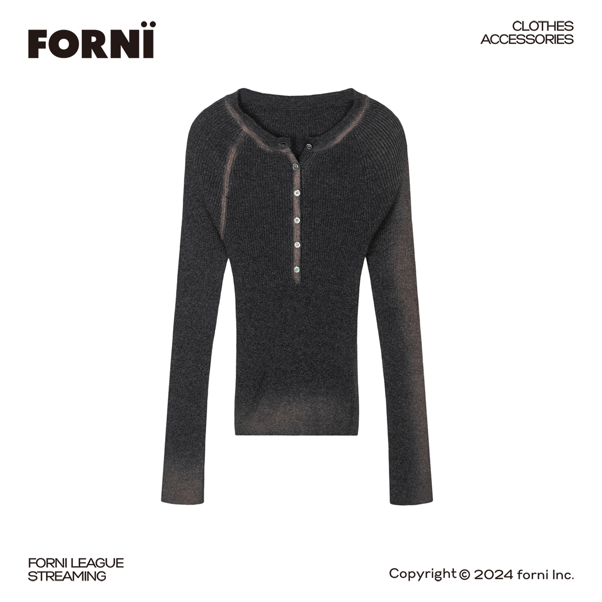 FORNI × YOYO 浓郁心动 秋冬氛围纯棉亲肤圆领纽扣气质修身针织衫