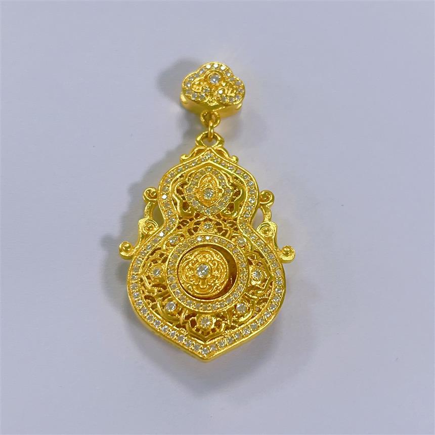 福满圆珠宝 足金 古法金四喜葫芦吊坠