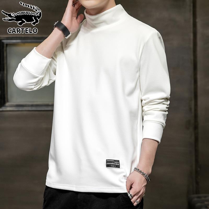 鳄鱼秋冬季双面绒打底衫男士休闲内搭衣服潮流半高领长袖t恤男装