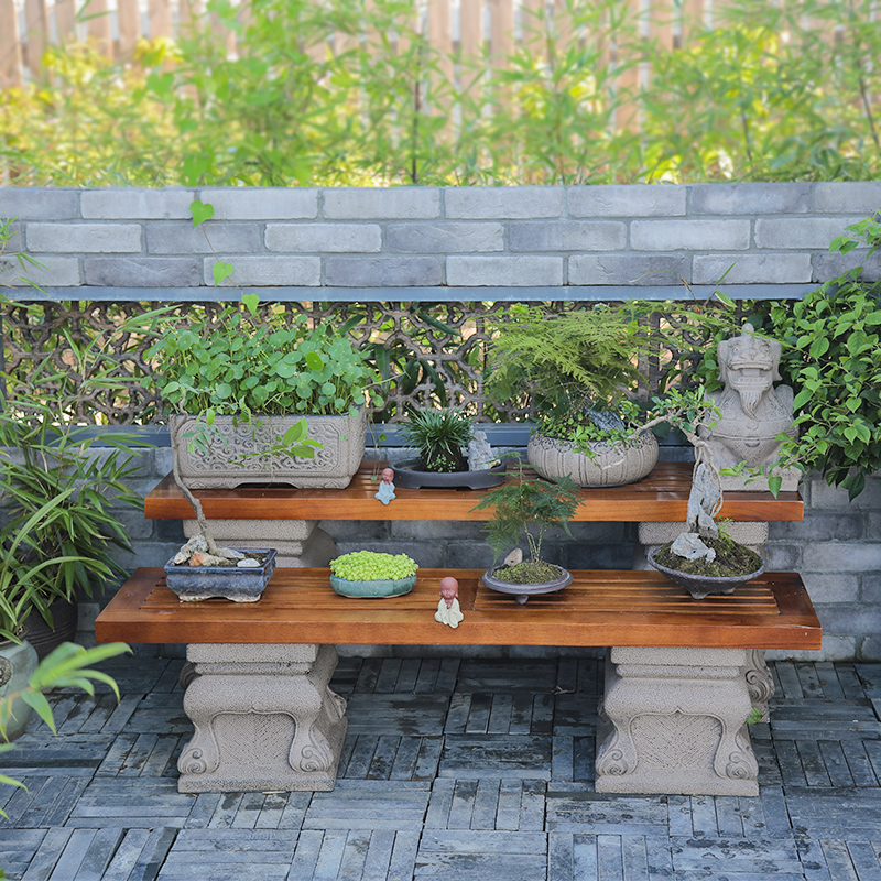 汉韵堂庭院露台阳台顶楼花园布置实木花架子落地多肉花盆架置物架