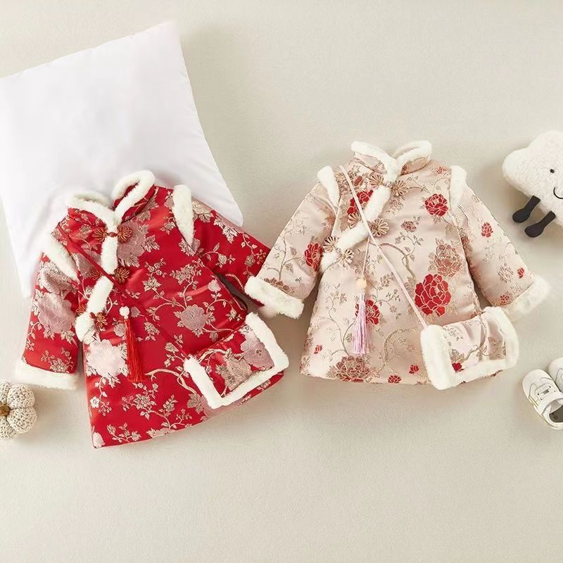 女童旗袍秋冬儿童古风棉袄中国风加绒高档唐装新款儿童喜庆礼服装