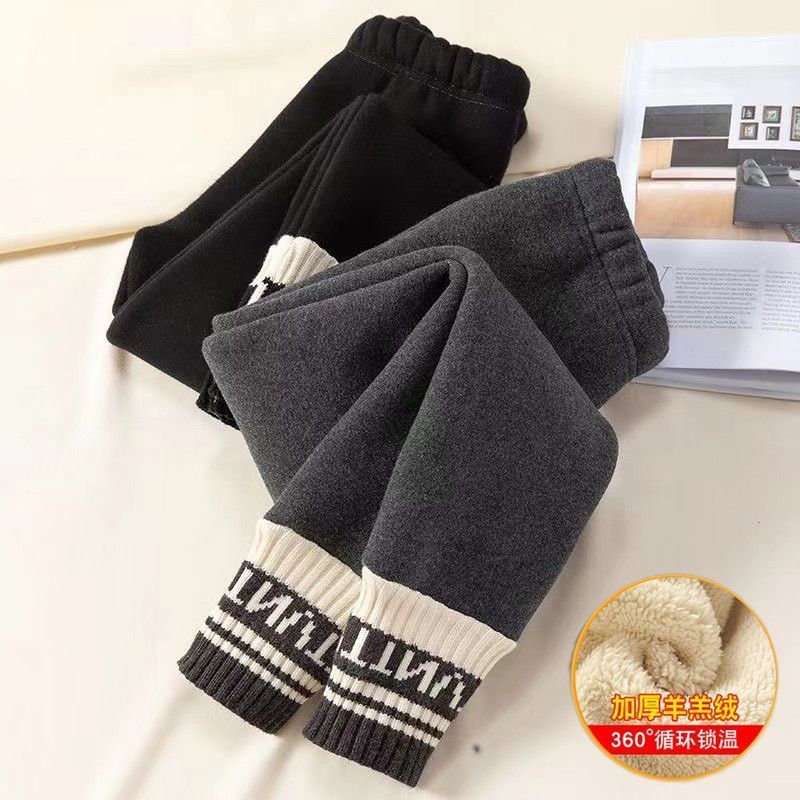 拉吧女童打底裤秋冬加绒加厚2024冬季新款洋气外穿韩版一体绒