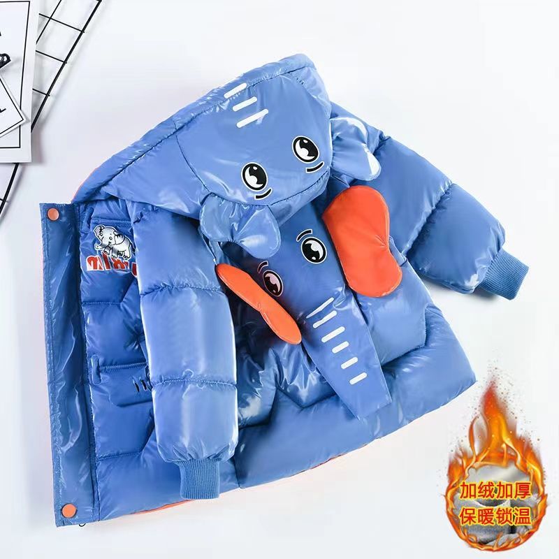 男童棉服卡通冬装中小童新款免洗棉袄加厚外套儿童款亮皮棉衣外套