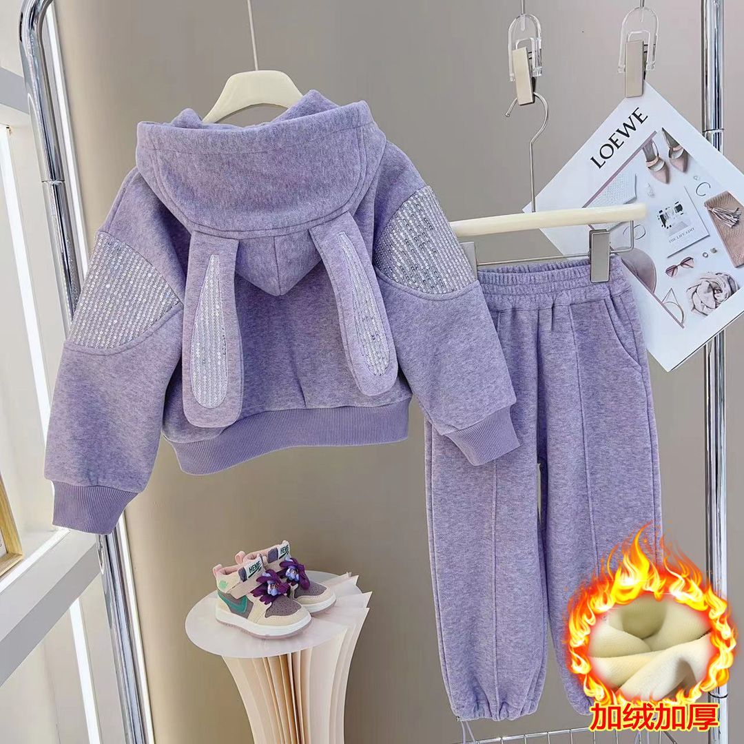 【双12活动】女童加绒套装秋冬季儿童装网红可爱卡通中大童运动休