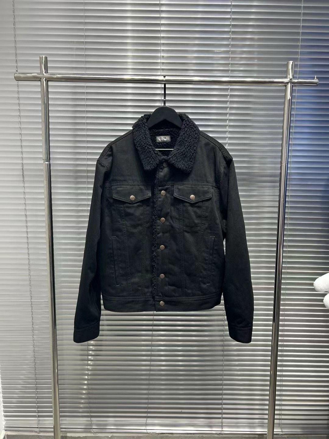 CELINE23fw背后水钻铆钉logo羊羔毛牛仔夹克/s码/工价18000/全新