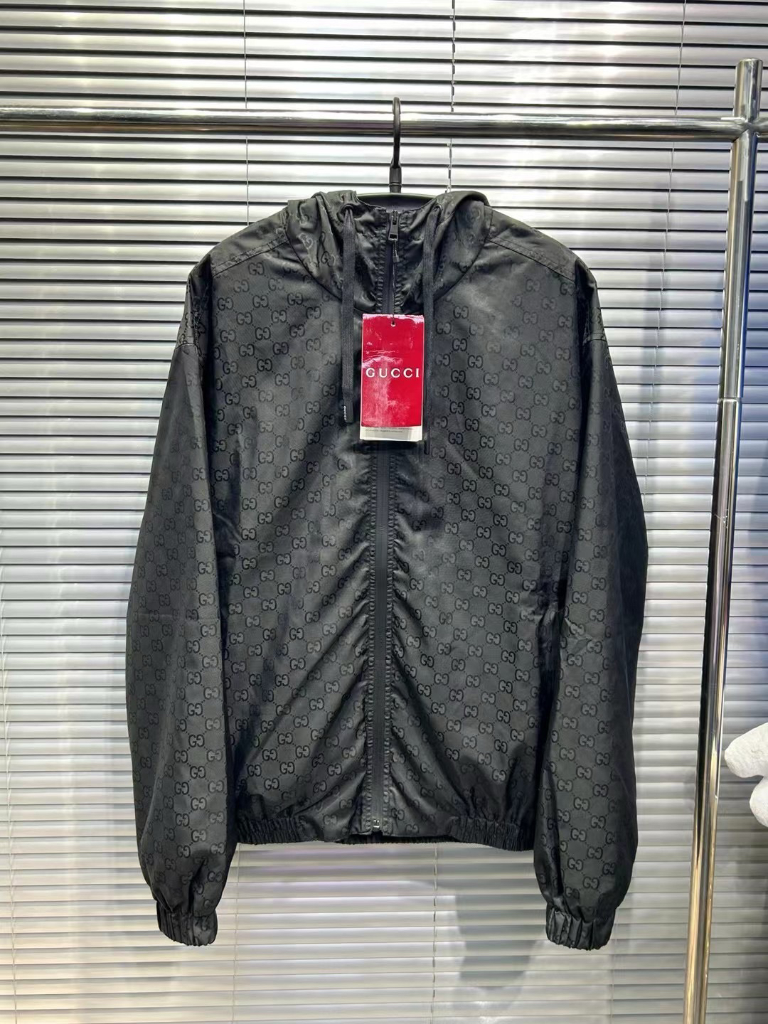 Gucci24fw秋冬黑色暗纹满印冲锋衣夹克/48码/国专24500/全新