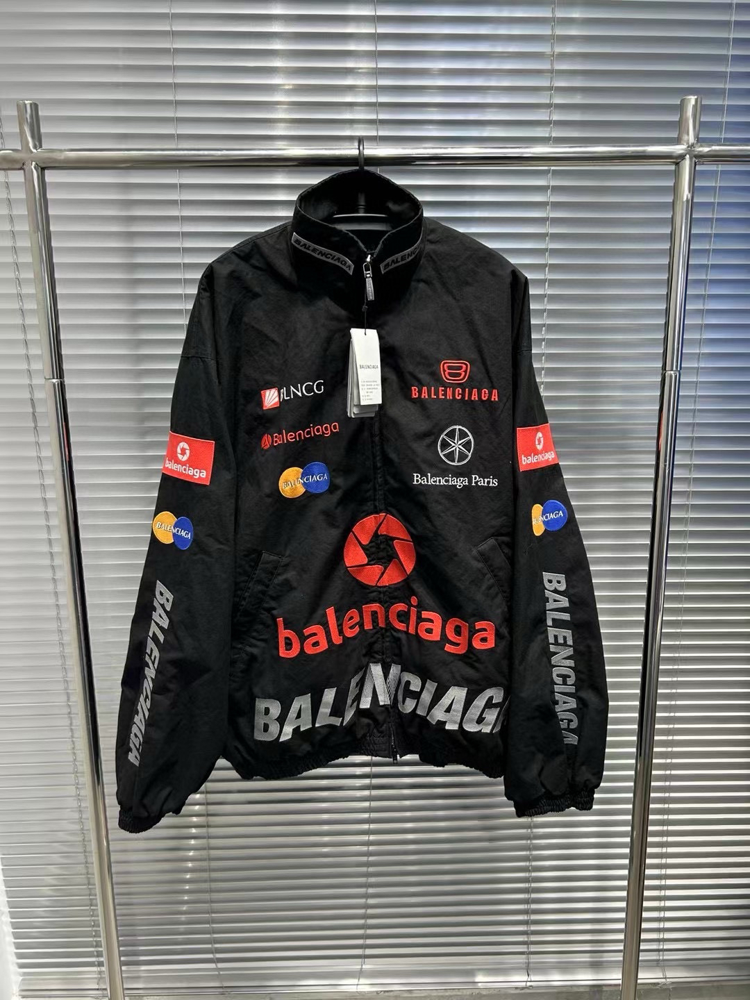 Balenciaga24ss爆款多元素印花赛车黑色夹克/xs码/工价29900/全新