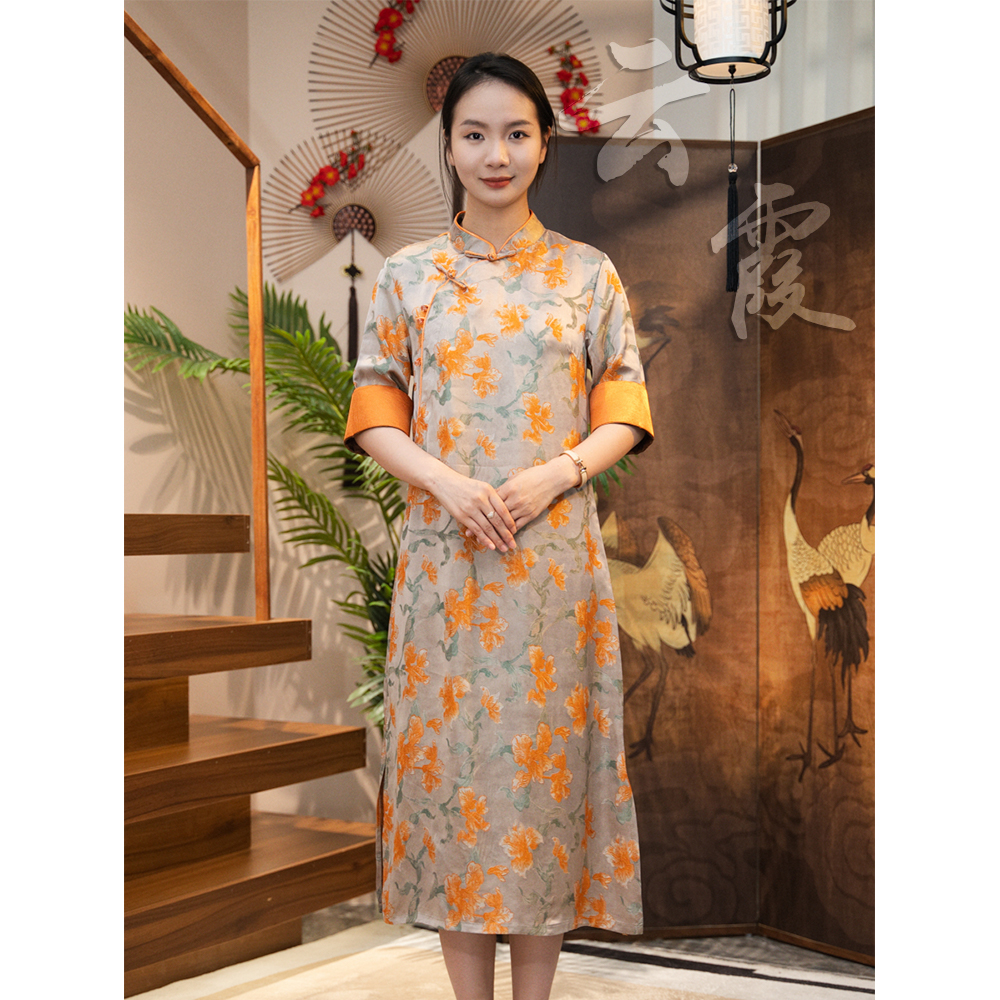 【云霞】新中式国风夏季立领女装连衣裙