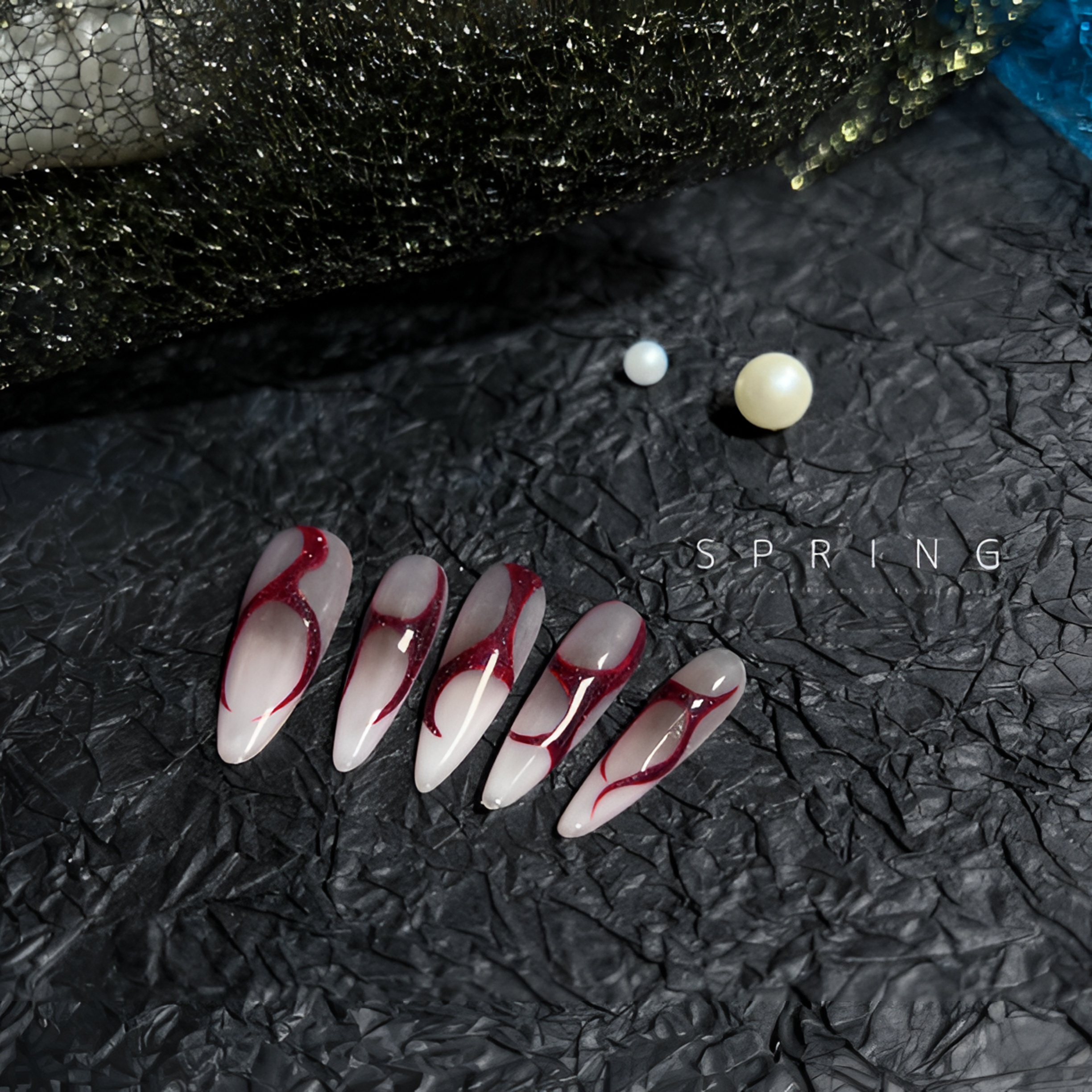 T5【荆棘】手绘酷辣荆棘纹安哥拉红纹显白甜酷穿戴甲秋冬高级感美甲