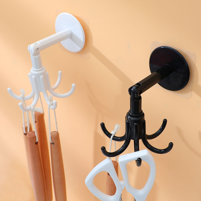 【2个装】六爪挂钩家用无痕旋转强力粘钩免打孔墙面创意粘贴壁挂式