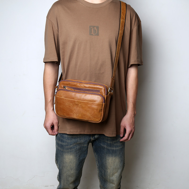 复古包男头层牛皮手工皮包男包斜挎包男真皮磨砂皮单肩包手提小包