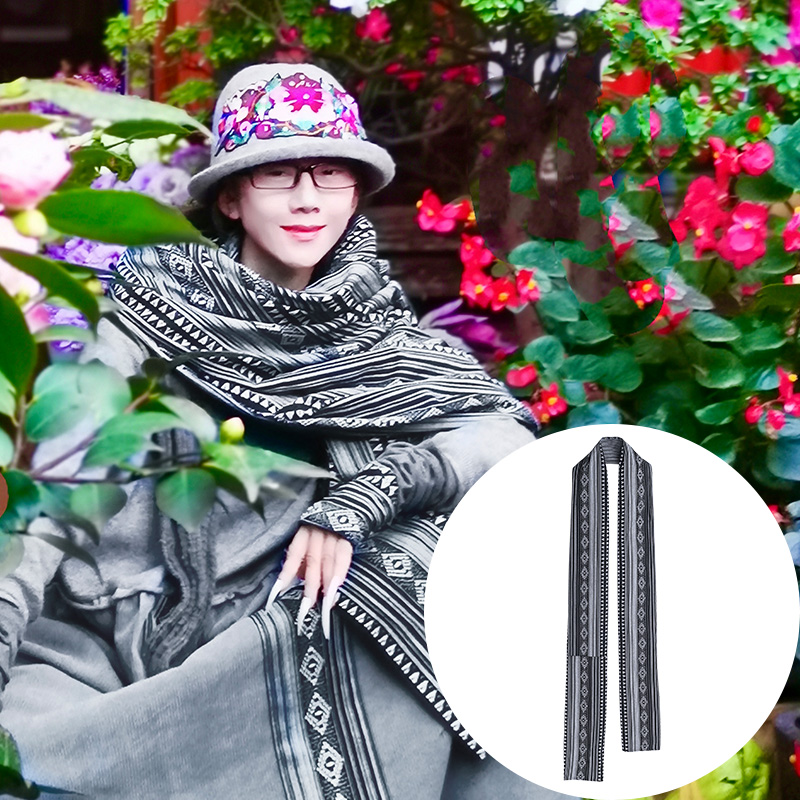 【秋冬推荐款-同晚醉-现货】杨丽萍同款民族风中国风百搭长款围巾