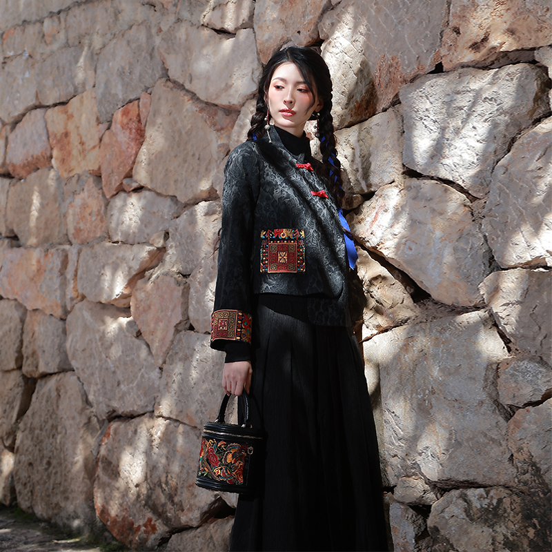 【双12同价-续弦歌-现货】杨丽萍原创设计民族风宽松腰冬季阔腿裤