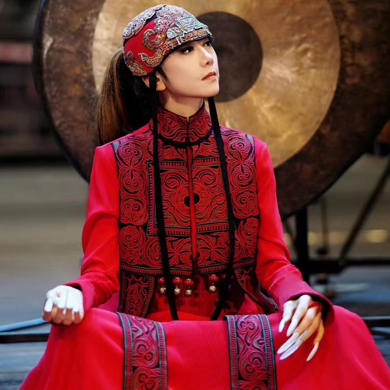 【双12-穆如清风-现货】杨丽萍同款刺绣民族风新中式风连衣裙