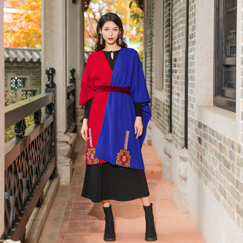 【双11同价-相思引-现货】杨丽萍雀云裳绣花长款围巾民族风披肩