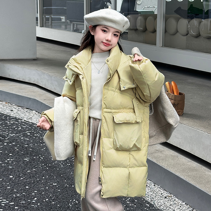 女童羽绒服白鸭绒冬装2024新款儿童洋气加厚冬季女大童中长款外套