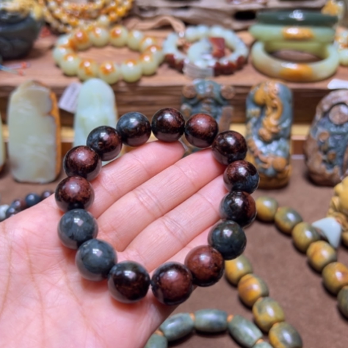 【闪购商品】岫岩河磨玉（透闪石质玉）手链未镶嵌彬*哥