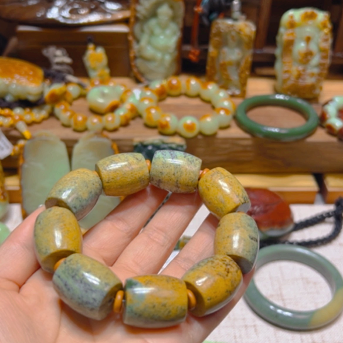 【闪购商品】岫岩河磨玉（透闪石质玉）手链未镶嵌