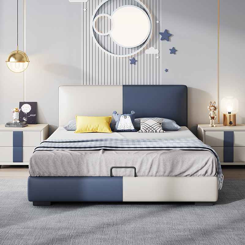 儿童床轻奢男孩青少年床男生1.5米小孩单人床现代简约储物实木床