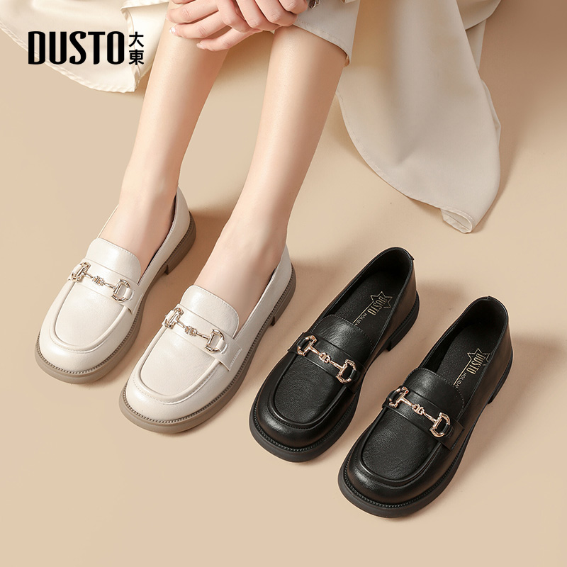 大东通勤小皮鞋女秋季欧若智性风乐福鞋低跟软底舒适外穿女鞋0222
