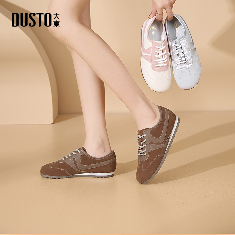 大东女鞋2025秋季新款时尚百搭复古平底圆头系带德训鞋阿甘鞋0603