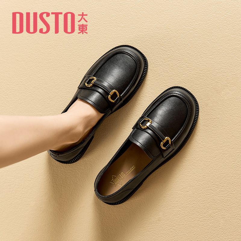 DUSTO/大东乐福鞋2025秋季新款休闲气质方跟套脚皮鞋低跟女鞋1235