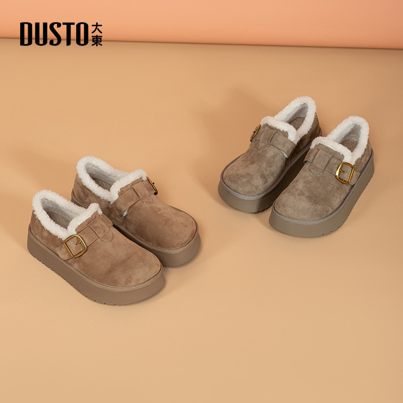 大东女鞋厚底雪地靴2024新款厚底勃肯鞋女短靴防寒棉靴子棉鞋0721