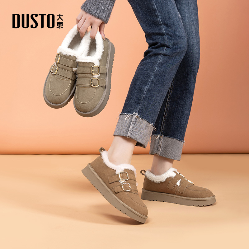 大东女鞋2024冬季新款复古百搭爆款雪地靴女款加绒加厚勃肯鞋0724