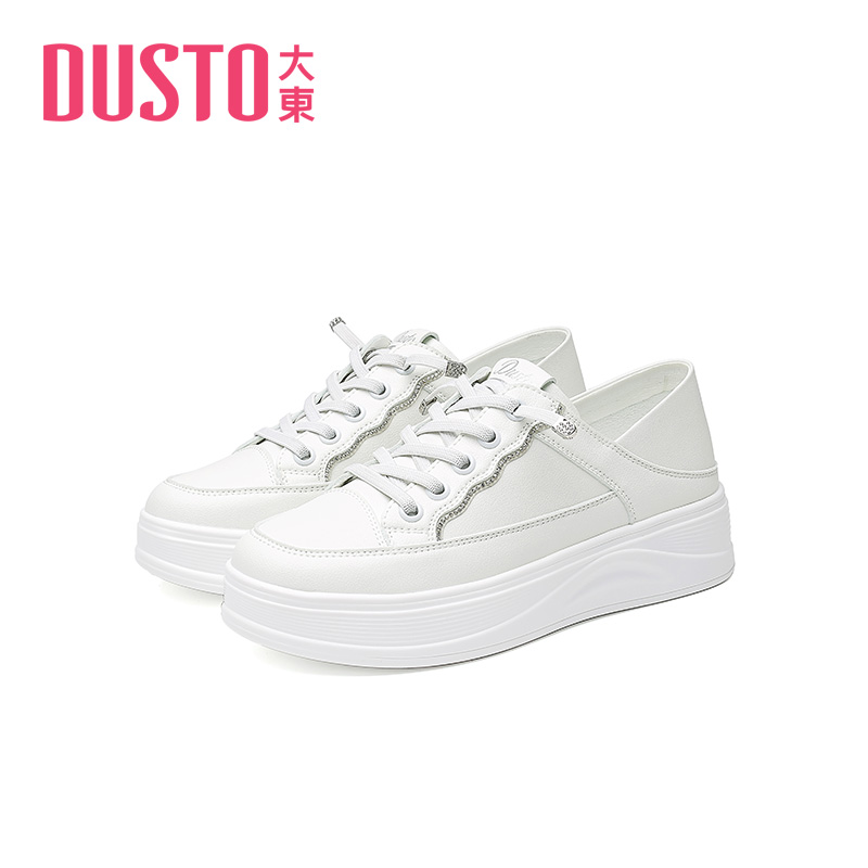 DUSTO/大东厚底板鞋女2025春季平底百搭增高女鞋经典休闲鞋子0301