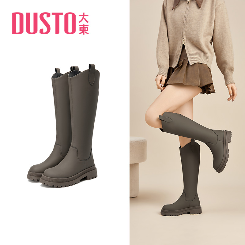 DUSTO/大东女靴秋冬新款长筒靴腿粗显瘦靴子女时尚百搭骑士靴0697