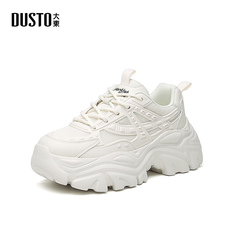 DUSTO/大东白色休闲鞋2025春季时尚百搭女鞋网面透气老爹鞋女0309