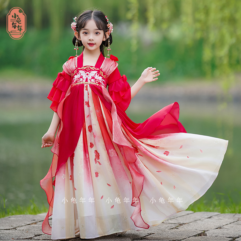 【惊鸿】女童秋季汉服新款儿童中国风古风唐装古装连衣裙表演襦裙子