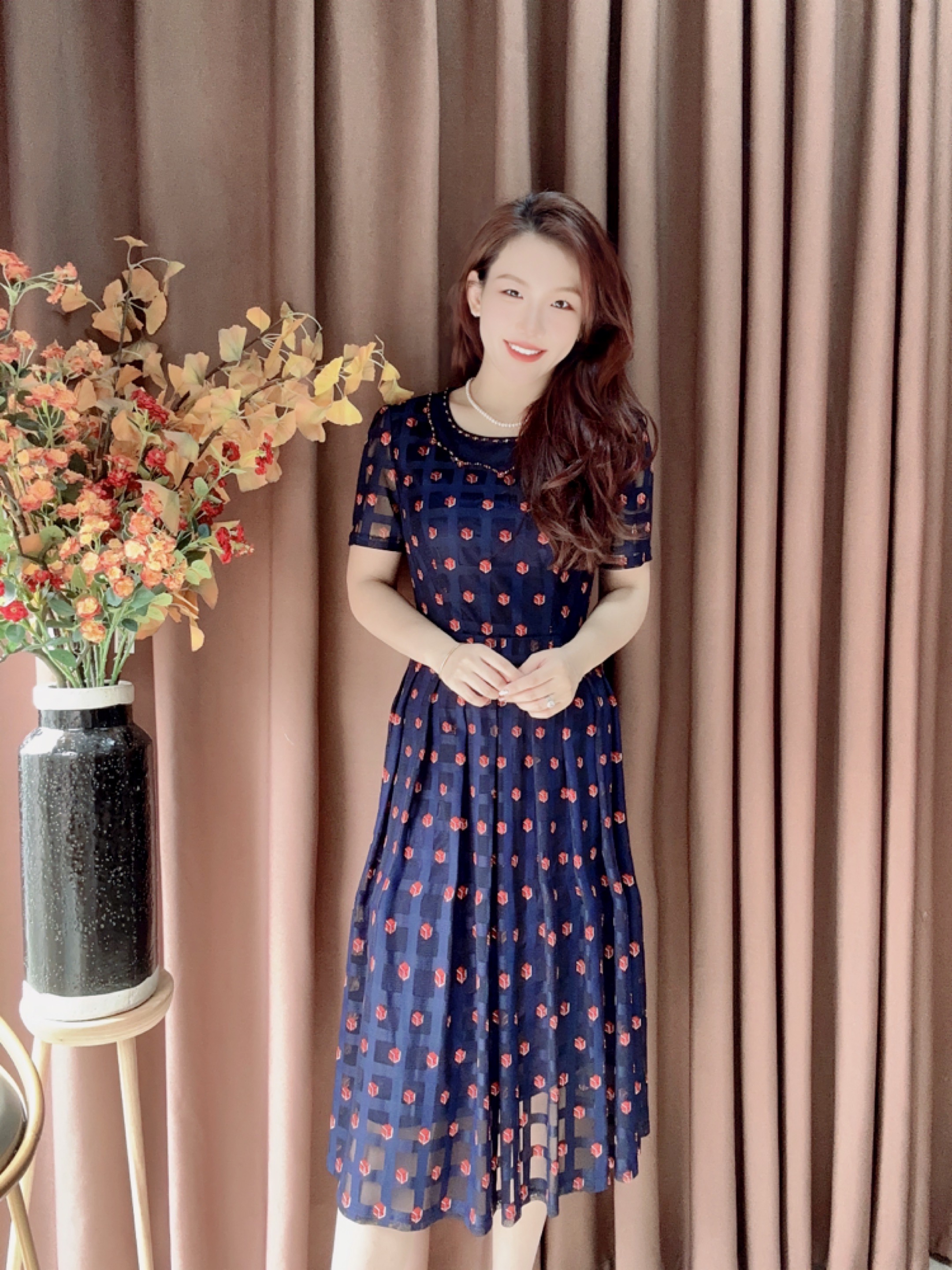 S 1099# 优雅气质妈妈装连衣裙